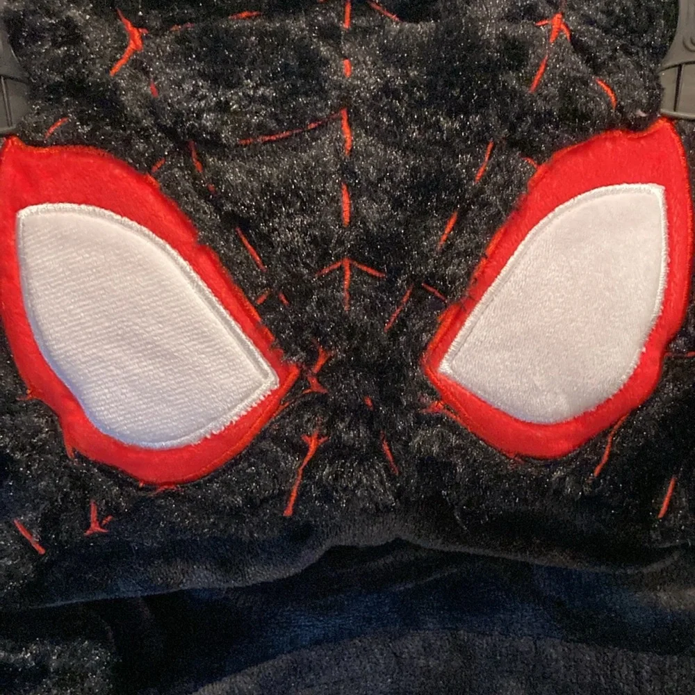 Spider-Man black red one piece hooded robe towel - one size